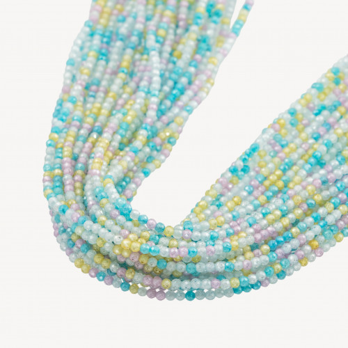 Zirconi Perline Sfaccettate Multicolor 2mm -12 Candy Celeste, Rosa e Bianco