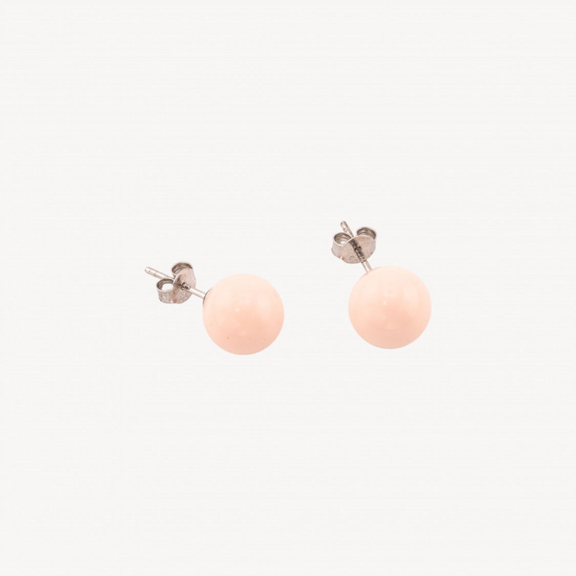 925 Silver and 10mm Semi-Precious Stone Earrings, 6 Pairs, Pink Coral Paste-PEARL STUD EARRINGS | Worldofjewel.com