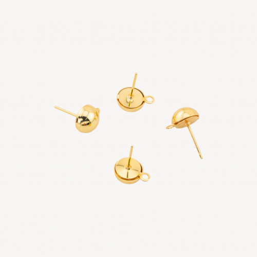 0,8 mm halbkugelförmige Ohrstecker aus Messing, 14 Paar, Gold