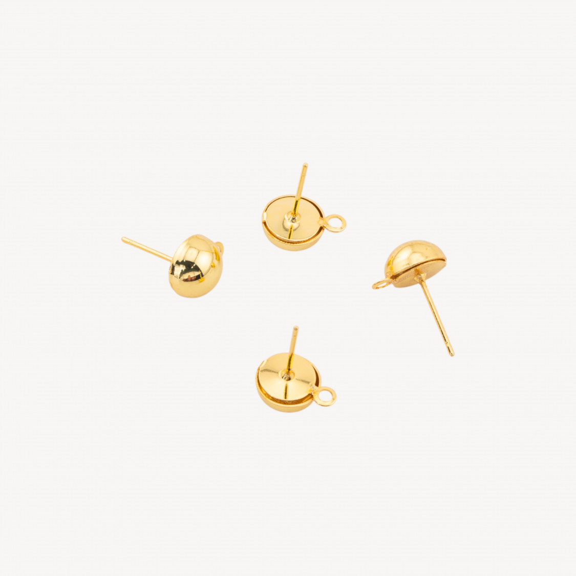 Base Per Orecchini A Perno Di Ottone Semisfera 08mm 14 Paia Dorato-BASES PARA PENDIENTES DE LATÓN Y BRONCE | Worldofjewel.com