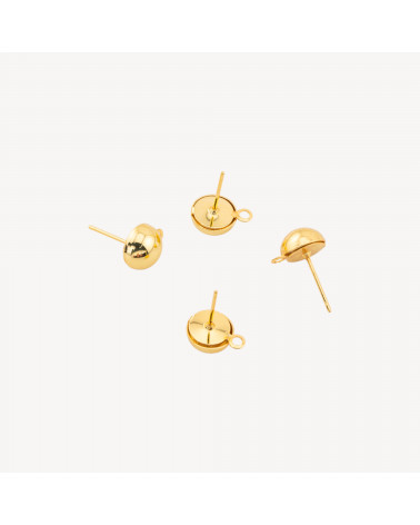 Base Per Orecchini A Perno Di Ottone Semisfera 08mm 14 Paia Dorato-BASES PARA PENDIENTES DE LATÓN Y BRONCE | Worldofjewel.com