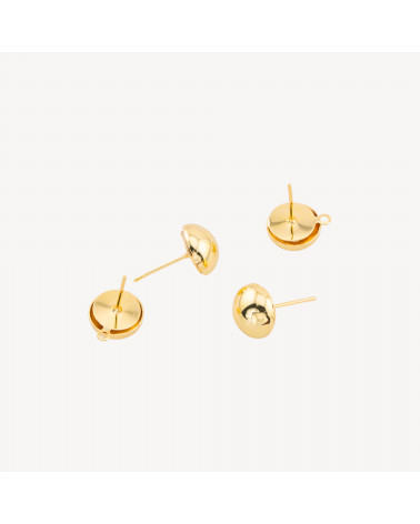 Base Per Orecchini A Perno Di Ottone Semisfera 10mm 12 Paia Dorato-BASES PARA PENDIENTES DE LATÓN Y BRONCE | Worldofjewel.com