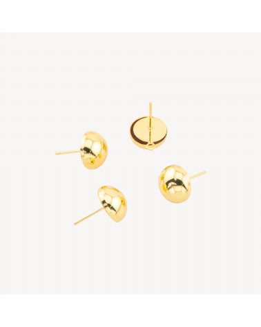 Base Per Orecchini A Perno Di Ottone Semisfera 12mm 10 Paia Dorato-BASES PARA PENDIENTES DE LATÓN Y BRONCE | Worldofjewel.com