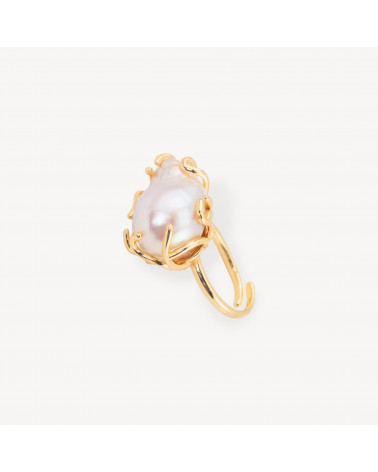 Anello Di Bronzo Con Perle Di Fiume Barocche Misura Regolabile 20-34mm Dorato MOD.3-ANELLI BRONZO CON PIETRE INCASTONATE | Worldofjewel.com