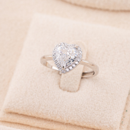 Bague en argent 925 avec corindon MOD1497 plaquée rhodium blanc