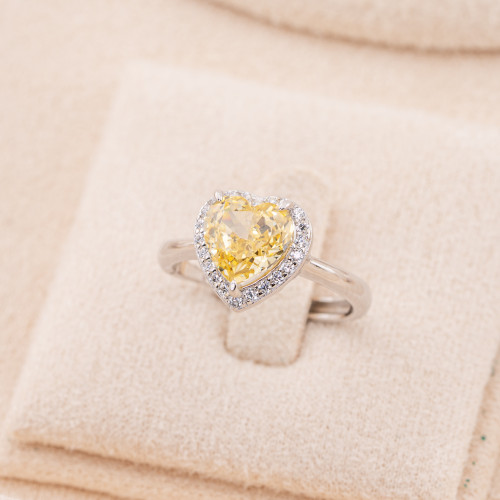 925 Silver Ring with Corundum MOD1497 Rhodium-Plated Yellow Topaz