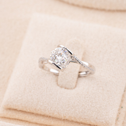 925 Silver Ring with Moissanite MOD1434 Rhodium Plated
