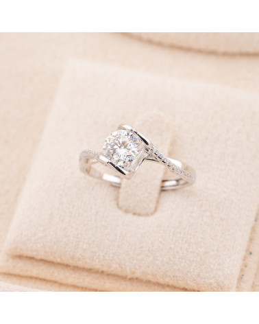 Anello In Argento 925 Con Moissanite MOD1434 Rodiato-ANELLI IN MOISSANITE E ARGENTO 925 | Worldofjewel.com