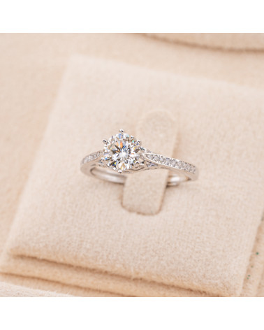 Anello In Argento 925 Con Moissanite MOD1451 Rodiato-ANELLI IN MOISSANITE E ARGENTO 925 | Worldofjewel.com