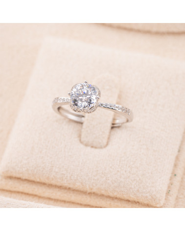 Anello In Argento 925 Con Moissanite MOD1437 Rodiato-ANELLI IN MOISSANITE E ARGENTO 925 | Worldofjewel.com