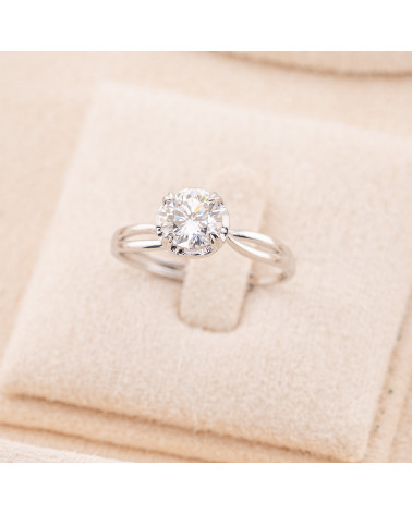 Anello In Argento 925 Con Moissanite MOD1444 Rodiato-ANELLI IN MOISSANITE E ARGENTO 925 | Worldofjewel.com