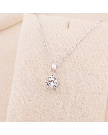 Collana Gioiello In Argento 925 Con Pendente In Moissanite Punto Luce Bianco Rodiato MS-472B-COLLANE IN MOISSANITE E ARGENTO 925 | Worldofjewel.com