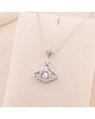 Collana Gioiello In Argento 925 Con Pendente In Moissanite Ventaglio Bianco Rodiato MS-074QB-COLLANE IN MOISSANITE E ARGENTO 925 | Worldofjewel.com