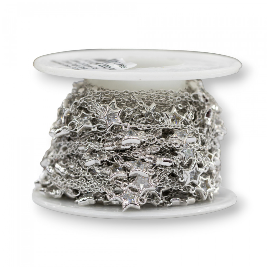 Catena Di Ottone Con Zirconi Taglio Stella Incastonato 8mm E Catena Forzatina 1 Metri Rodiato-CATENE CON PIETRE E CRISTALLI | Worldofjewel.com