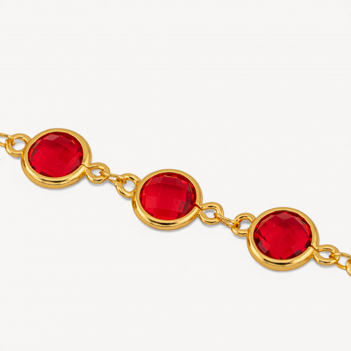 Catena Rosario Di Ottone Con Occhio Di Gatto Cabochon Tondo 10mm 1 Metro Dorato Rosso Rubellite Trasparente-CATENE A METRAGGIO | Worldofjewel.com