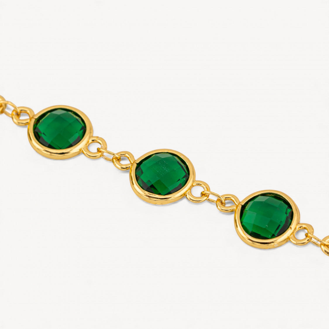 Catena Rosario Di Ottone Con Occhio Di Gatto Cabochon Tondo 10mm 1 Metro Dorato Verde Scuro-CATENE A METRAGGIO | Worldofjewel.com