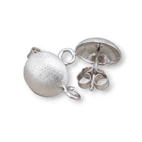 Ohrringverschlüsse aus 925er Sterlingsilber, gebürstet, halbkugelförmig, 10 mm, 3 Paar