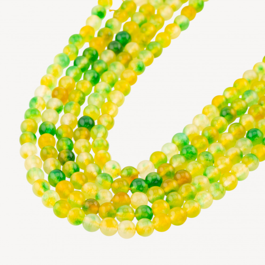 Giada Candy Floreale Verde e Giallo Tondo Liscio 6mm-EIS-JADE | Worldofjewel.com