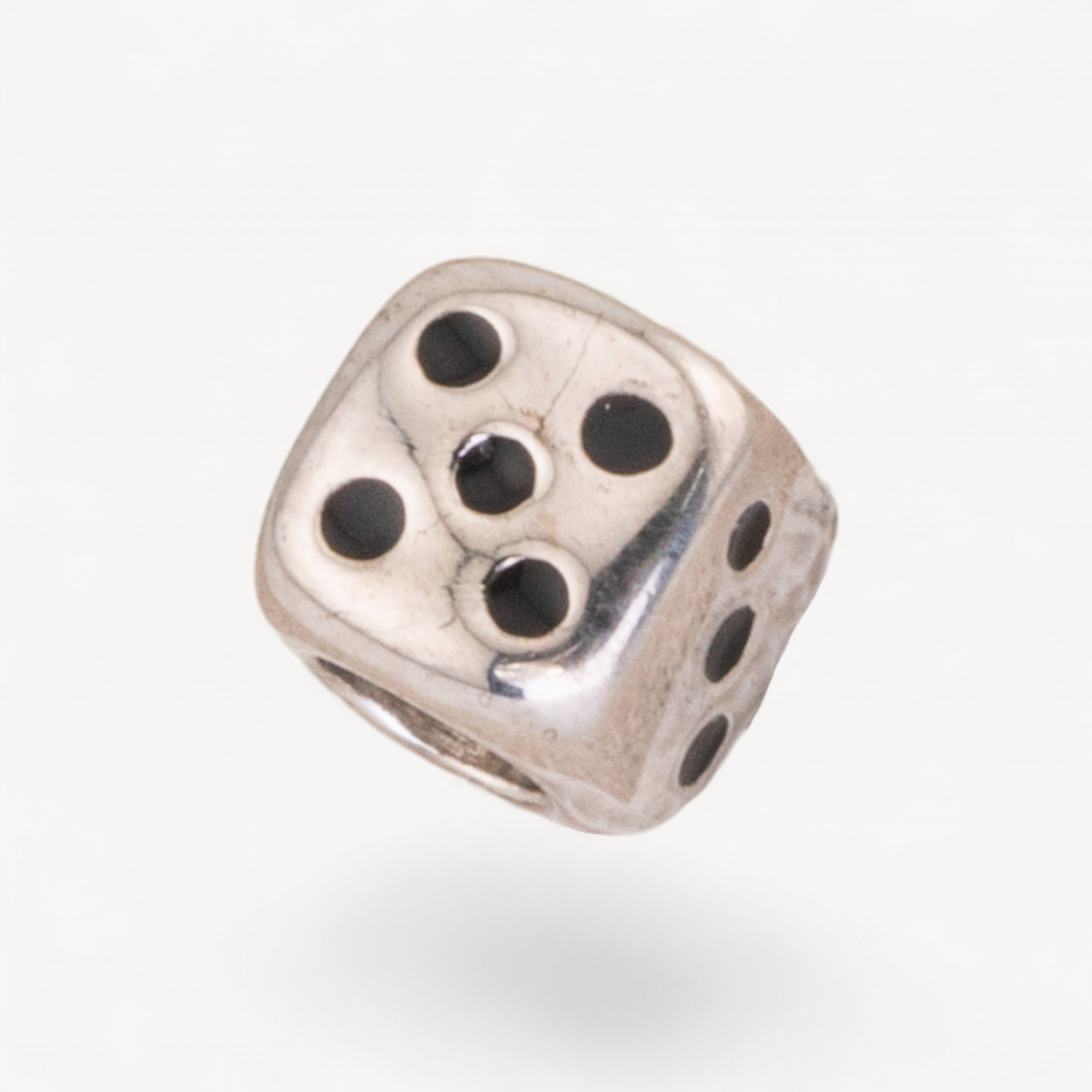 Pendenti Charms Di Argento 925 Smaltati Collezione Flora 1pz Foro Largo Dice Nero-CHARMS COLLEZIONE FLORA | Worldofjewel.com