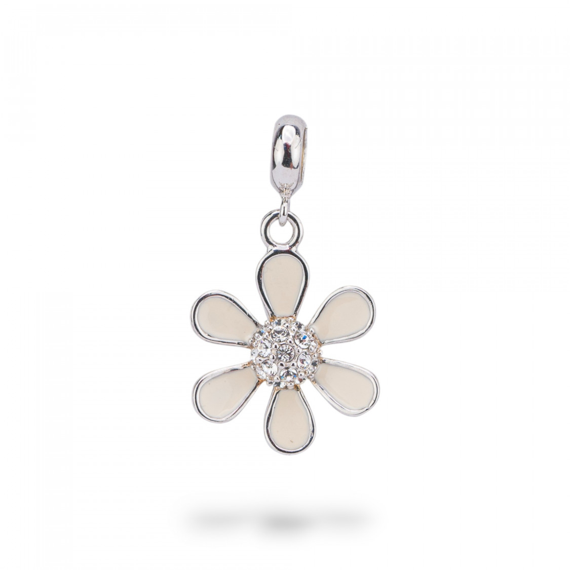 Pendenti Charms Di Argento 925 Smaltati Collezione Flora 1 pz Grande Fiore Avorio-CHARMS FLORA COLLECTION | Worldofjewel.com
