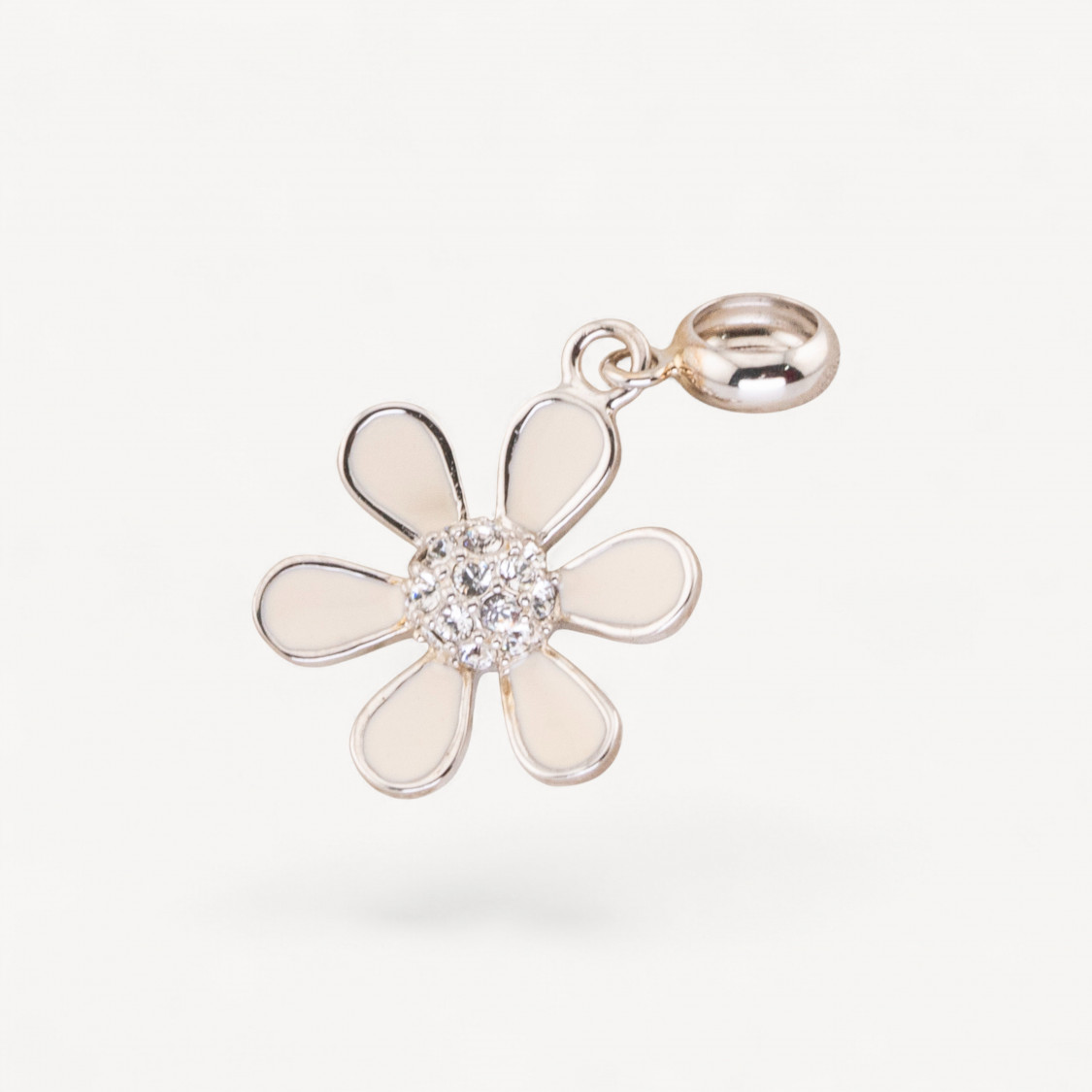 Pendenti Charms Di Argento 925 Smaltati Collezione Flora 1pz Foro Largo Fiore Grande Avorio-CHARMS COLLEZIONE FLORA | Worldofjewel.com