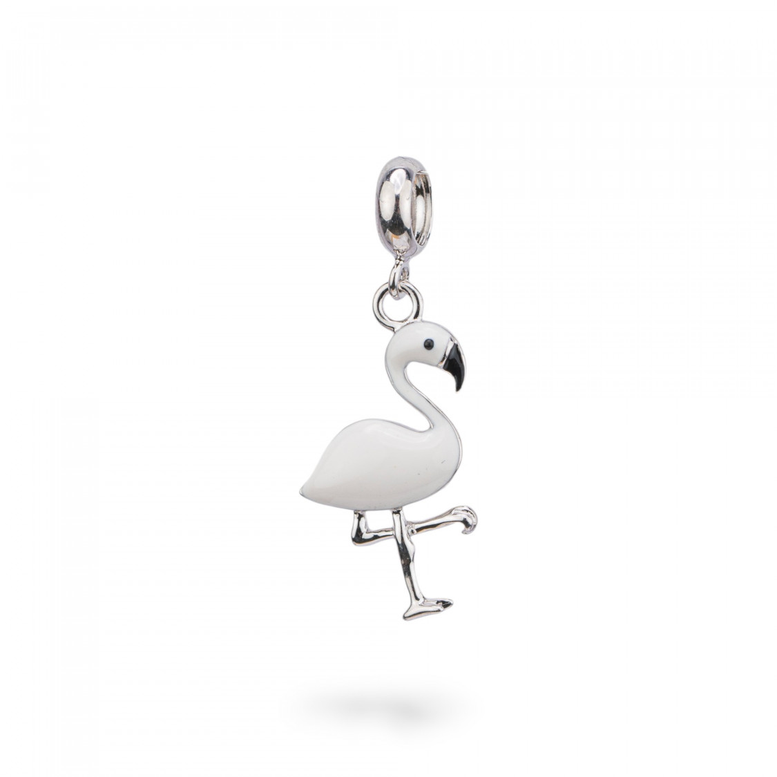 Pendenti Charms Di Argento 925 Smaltati Collezione Flora 2 pz Fenicottero Bianco-CHARMS FLORA-KOLLEKTION | Worldofjewel.com