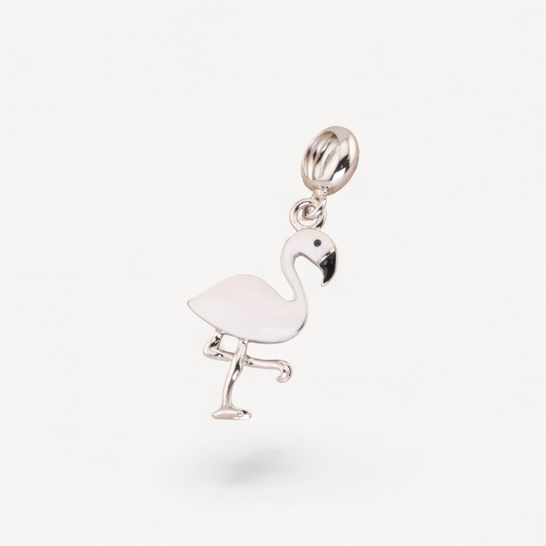 Pendenti Charms Di Argento 925 Smaltati Collezione Flora 2pz Foro Largo Fenicottero Bianco-CHARMS COLLEZIONE FLORA | Worldofjewel.com