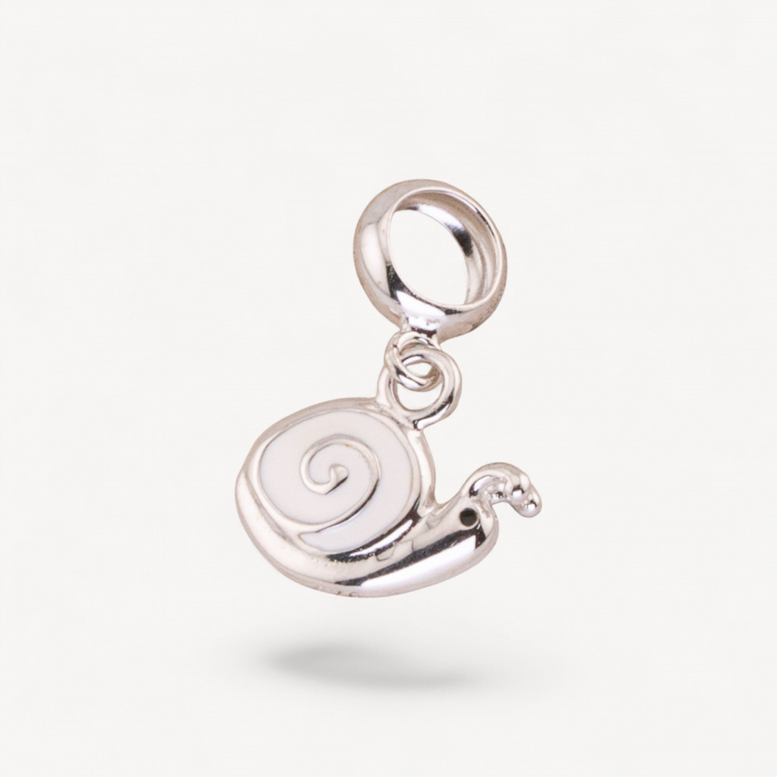 Pendenti Charms Di Argento 925 Smaltati Collezione Flora 2pz Foro Largo Lumaca Bianca-CHARMS COLLEZIONE FLORA | Worldofjewel.com