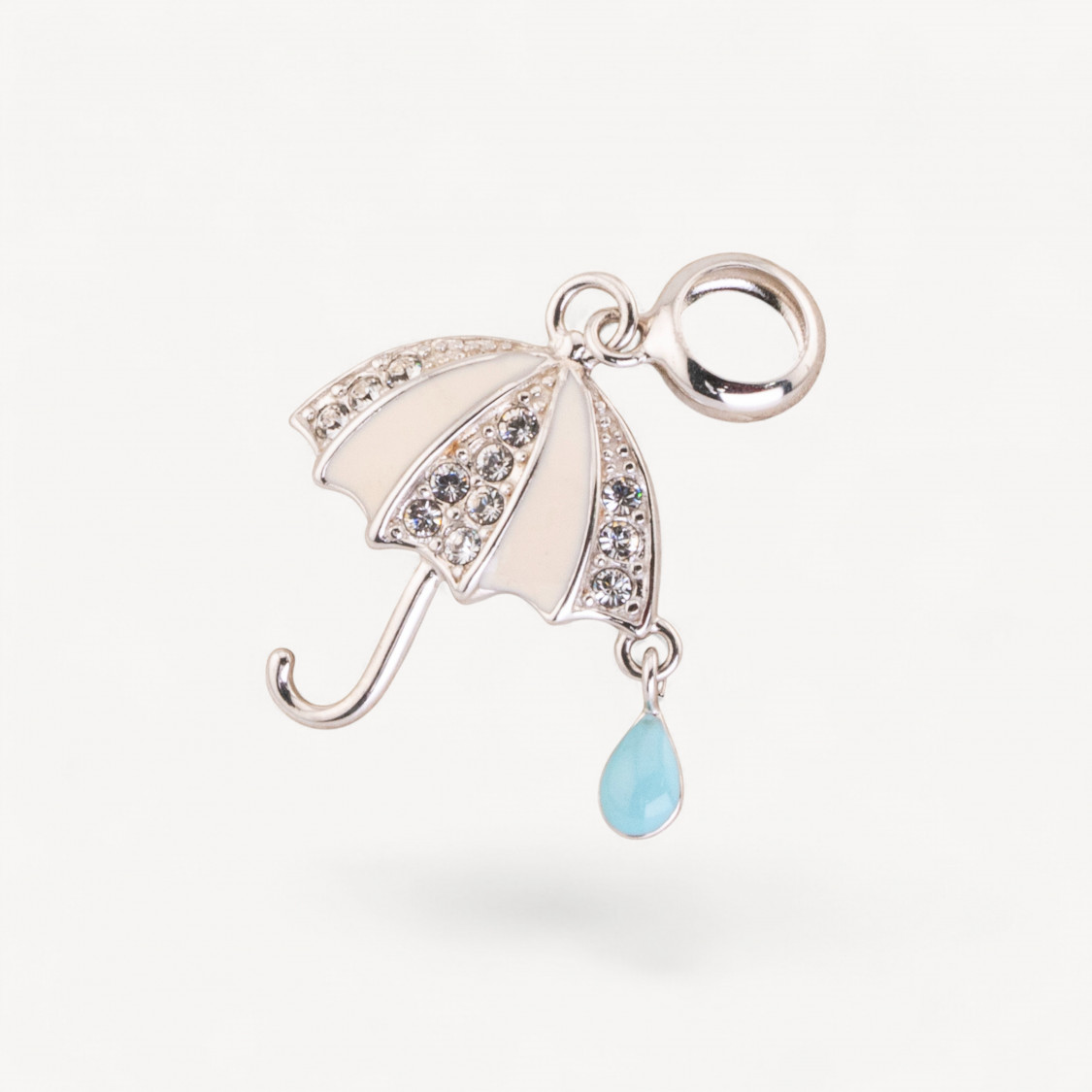 Pendenti Charms Di Argento 925 Smaltati Collezione Flora 2pz Foro Largo Ombrello Crema-CHARMS COLLEZIONE FLORA | Worldofjewel.com