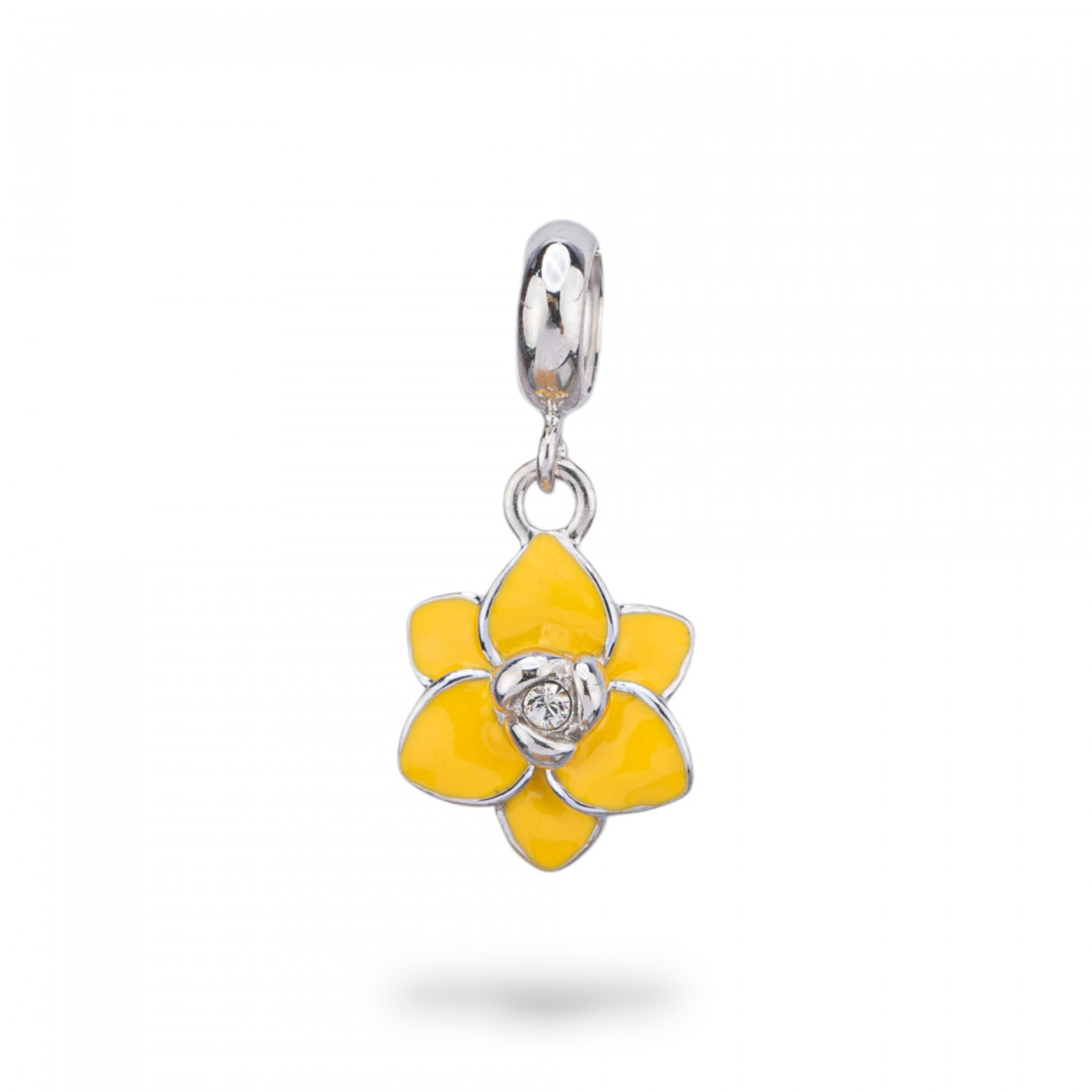 Pendenti Charms Di Argento 925 Smaltati Collezione Flora 2 pz Piccolo Fiore Giallo-COLLECTION DE CHARMES FLORE | Worldofjewel.com