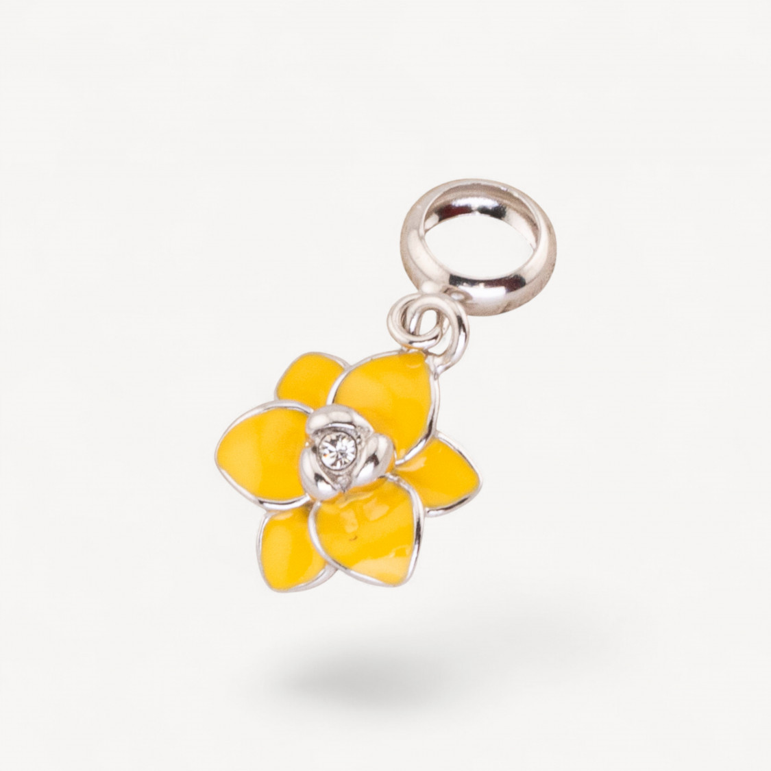 Pendenti Charms Di Argento 925 Smaltati Collezione Flora 2pz Foro Largo Fiore Piccolo Giallo-CHARMS COLLEZIONE FLORA | Worldofjewel.com