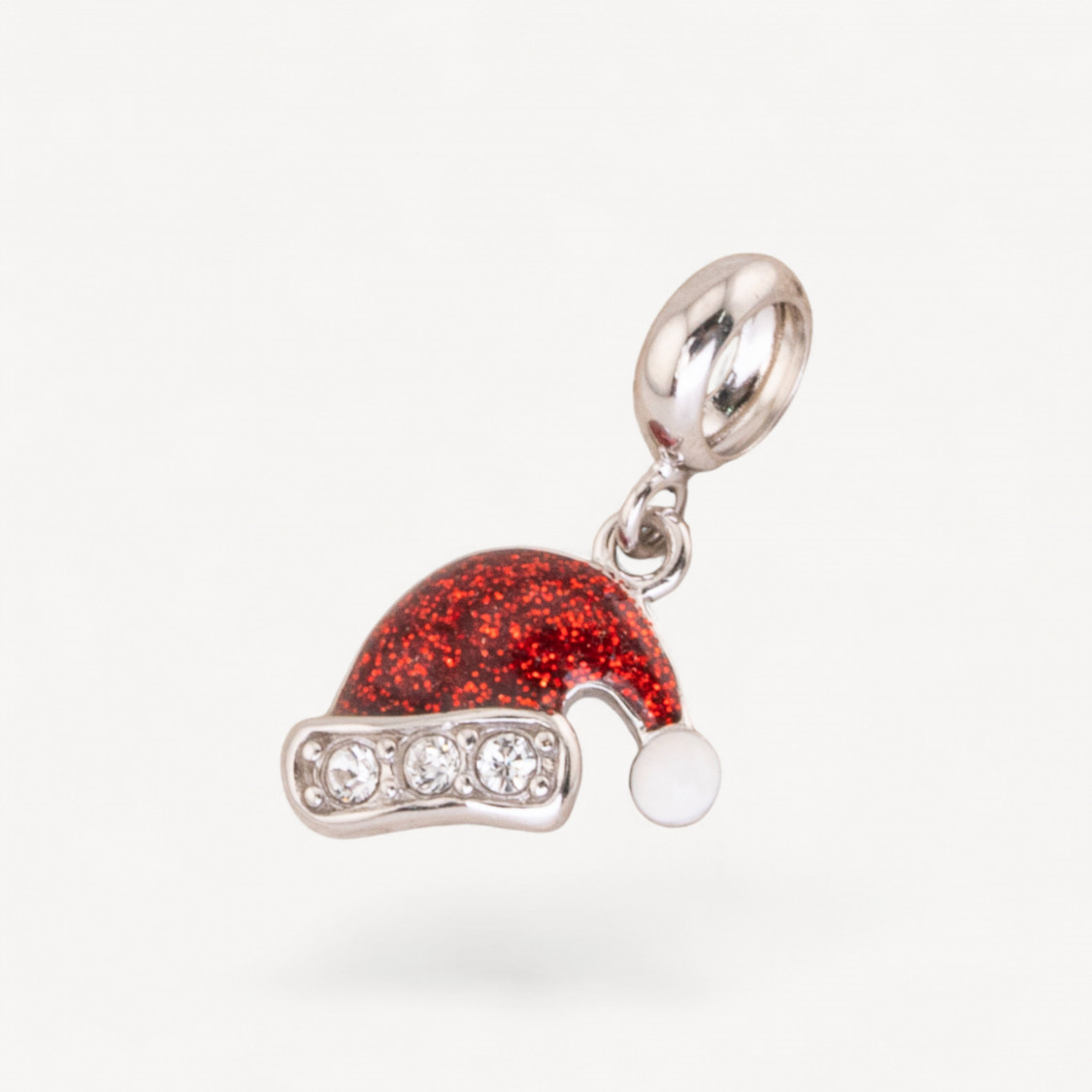 Pendenti Charms Di Argento 925 Smaltati Collezione Flora 3pz Foro Largo Santa's Hat Rosso Metallizzato-CHARMS COLLEZIONE FLORA | Worldofjewel.com