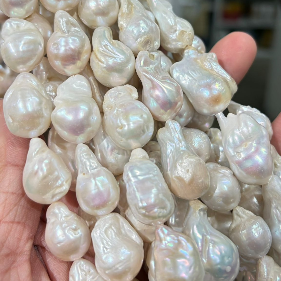 STOCK 10 Fili di Perle di Fiume Barocche Coltivate 14x18mm LOTTO 5699-STOCK PERLE | Worldofjewel.com