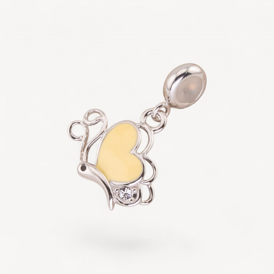 Pendenti Charms Di Argento 925 Smaltati Collezione Flora 3pz Con Gommino Farfalla Candy Gialla-CHARMS COLLEZIONE FLORA | Worldofjewel.com