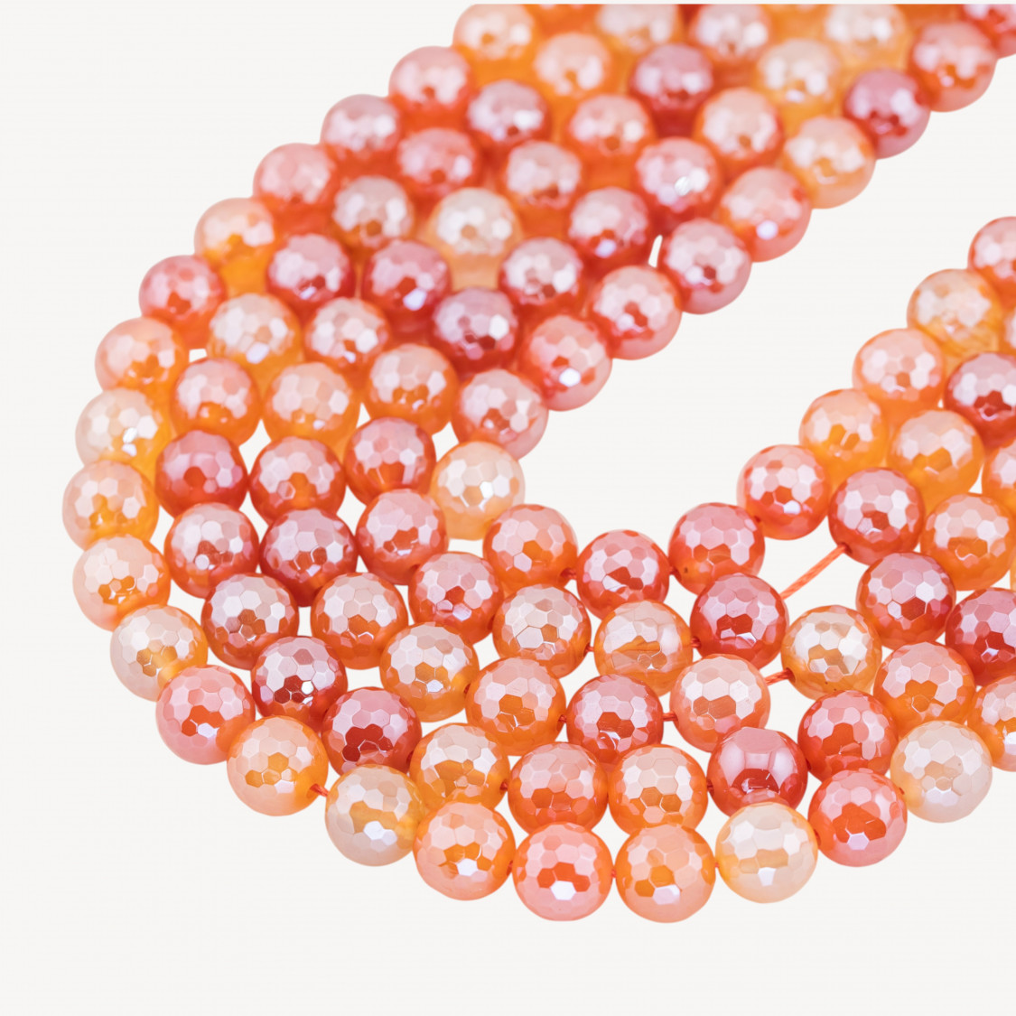 Agata Silver Light Arancio Striata Perlina Tonda Sfaccettata 10mm-AGATA | Worldofjewel.com