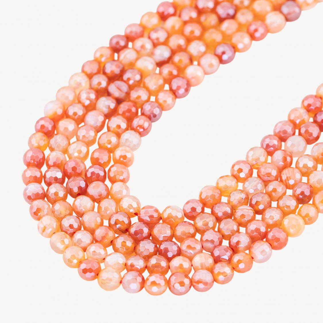 Agata Silver Light Arancio Striata Perlina Tonda Sfaccettata 8mm-AGATE | Worldofjewel.com