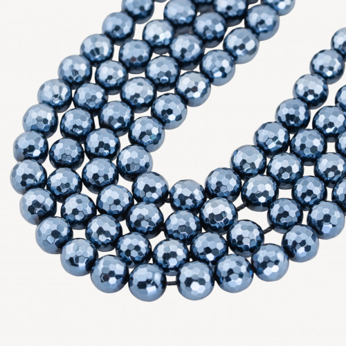 Agata Silver Light Nera Perlina Tonda Sfaccettata 10mm