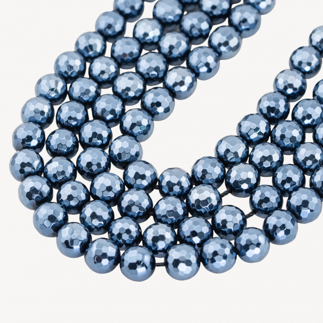 Agata Silver Light Nera Perlina Tonda Sfaccettata 10mm-AGATA | Worldofjewel.com