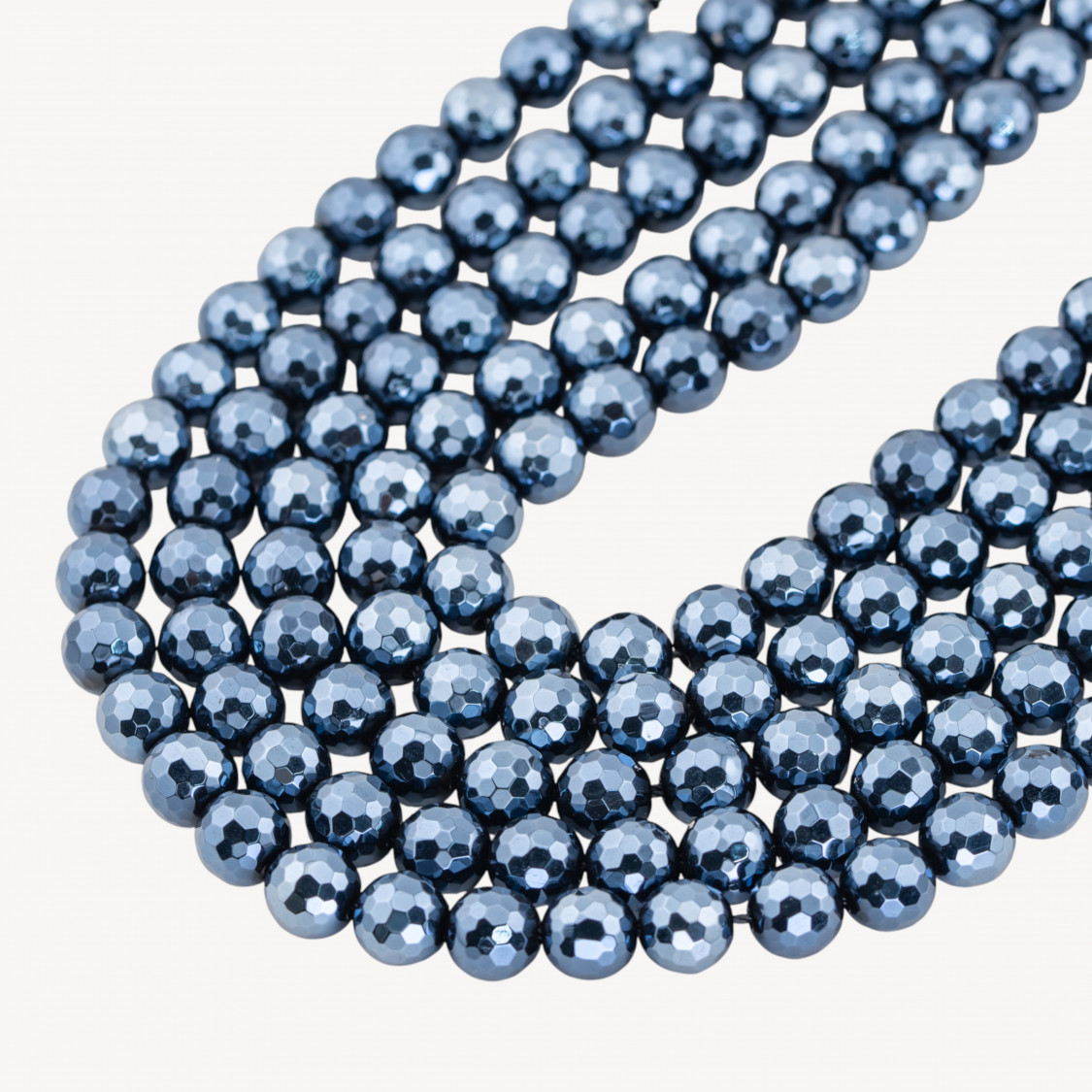 Agata Silver Light Nera Perlina Tonda Sfaccettata 8mm-AGATA | Worldofjewel.com