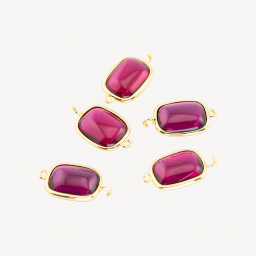 Connettore Componente Di Ottone Con Occhio Di Gatto Rettangolo Liscio 14x17mm Con 2 Anellini 10pz Vinaccia