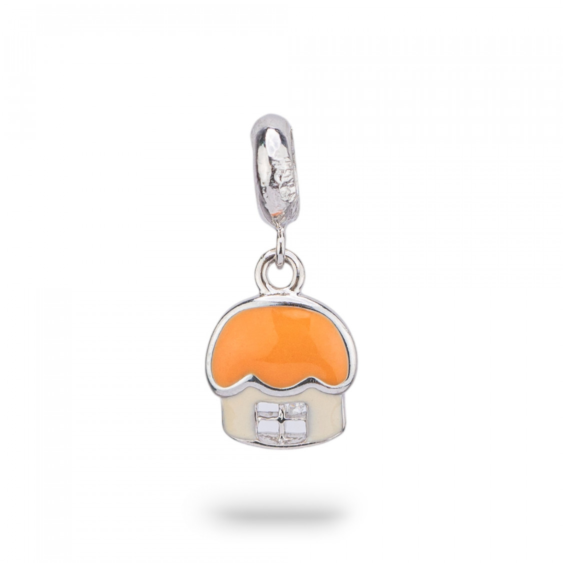 Pendenti Charms Di Argento 925 Smaltati Collezione Flora 3pz Casetta Con Gommino Arancione-CHARMS COLLEZIONE FLORA | Worldofjewel.com