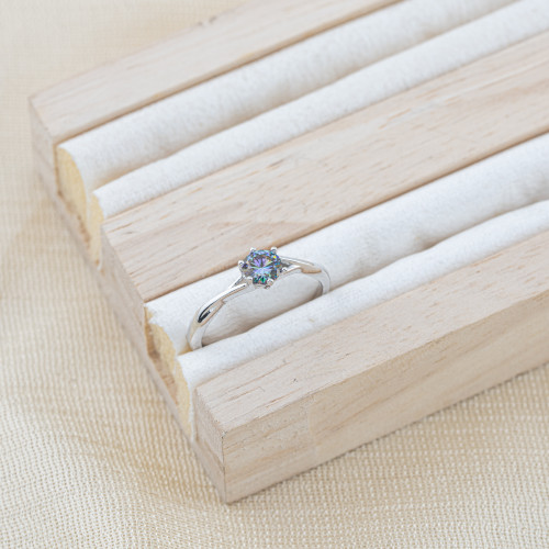 Anello In Argento 925 e Moissanite Rainbow Cut MOD.1050