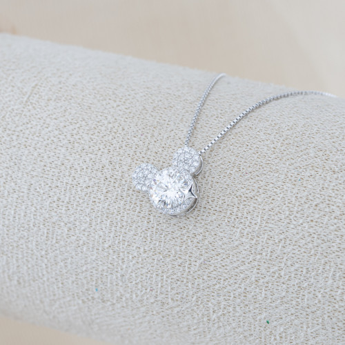 Collana In Argento 925 e Moissanite MOD.1593 Pendente Tondo