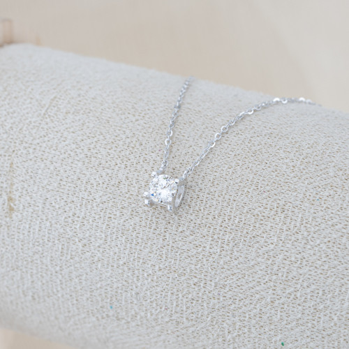Collana In Argento 925 e Moissanite MOD.1705 Pendente con Punto Luce