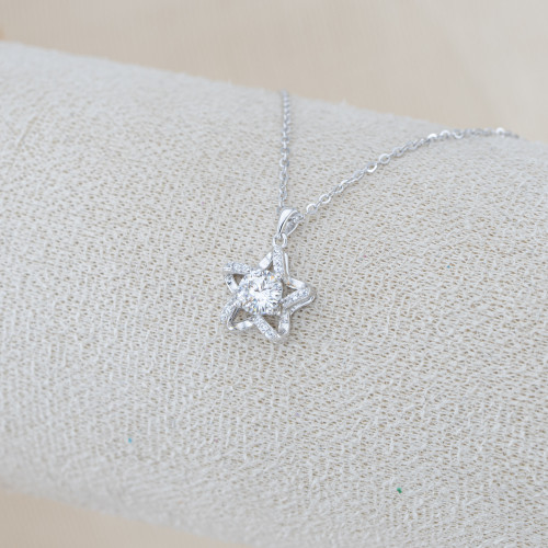 Collana In Argento 925 e Moissanite MOD.1850 Pendente con Stella