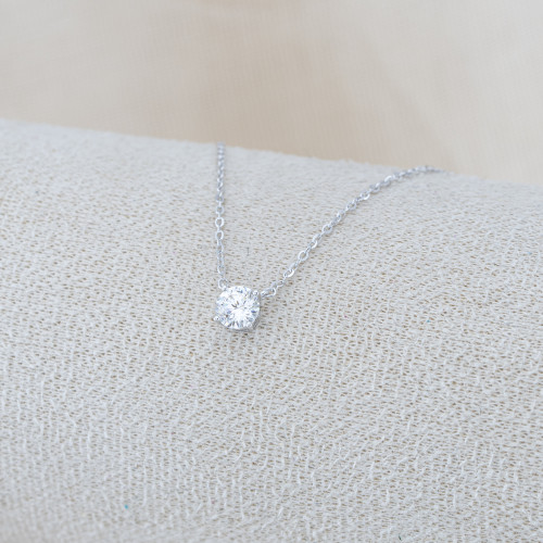 Collana In Argento 925 e Moissanite MOD.2380 Pendente con Punto Luce