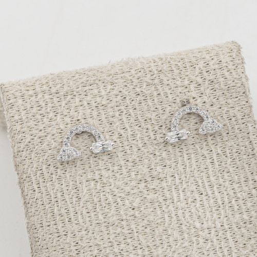 Orecchini In Argento 925 Arcobaleno con Zircone Baguette
