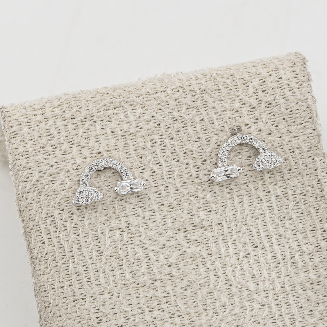 Orecchini In Argento 925 Arcobaleno con Zircone Baguette-PENDIENTES DE MOISSANITA Y PLATA 925 | Worldofjewel.com