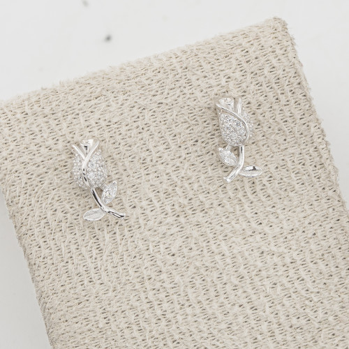 Orecchini In Argento 925 Bocciolo di Rosa