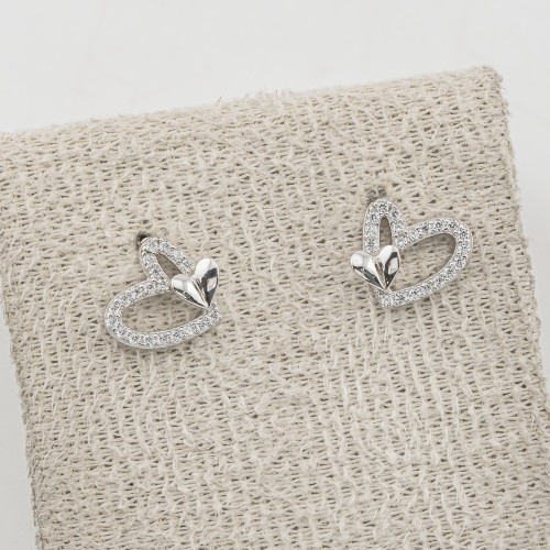 Orecchini In Argento 925 Cuori Zirconati